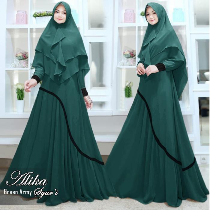 alika gamis syari jumbo merek original asli