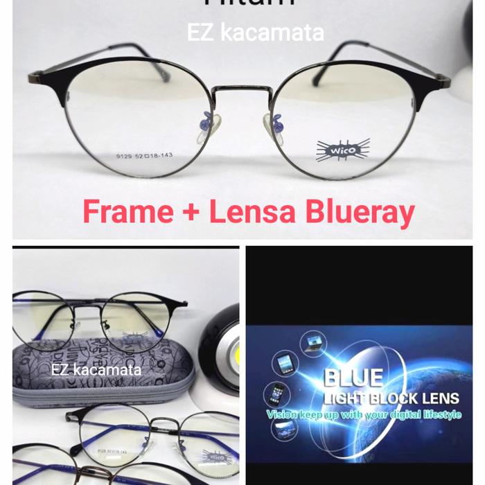Kacamata Frame Wico +Lensa Blueray Antiradiasi Hp Computer