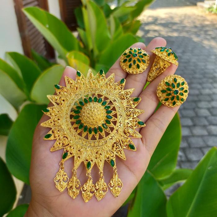 set bros kebaya alpaka matahari aksesoris bali