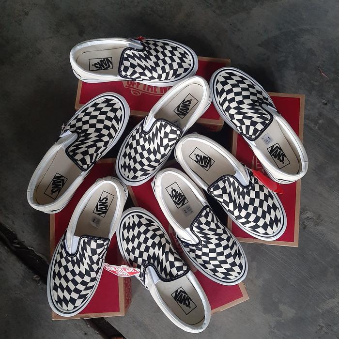 Vans Slip On Twist Wrap Checkerbord Black White