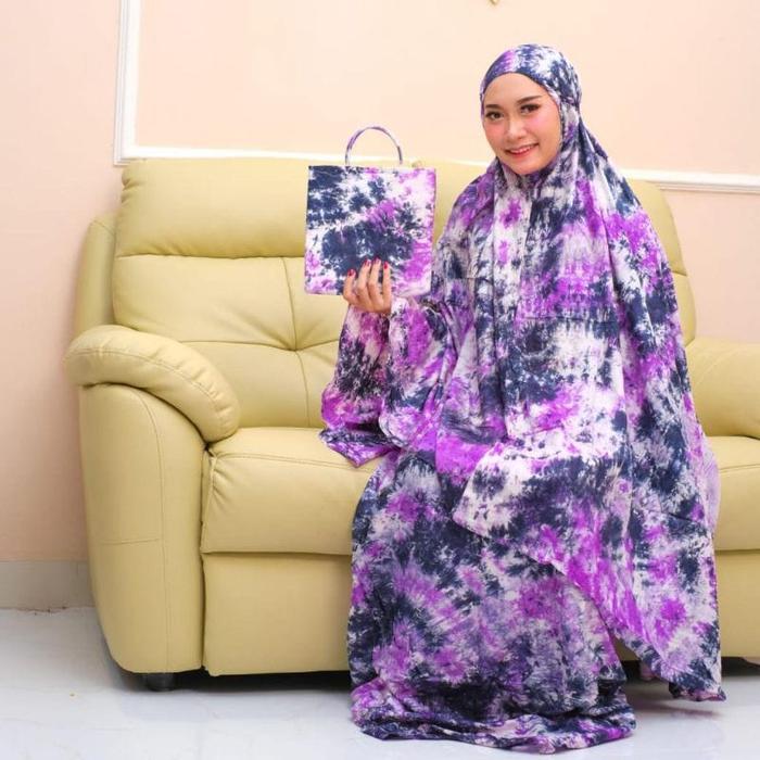 [ COD ] Mukena Remaja Dewasa Motif Bali Rusty Rayon Free Bag Cantik
