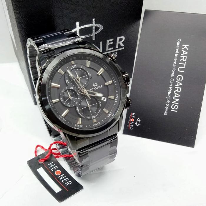 Jam Tangan Pria Hegner 5011 Original Chronograph Stainless Steel