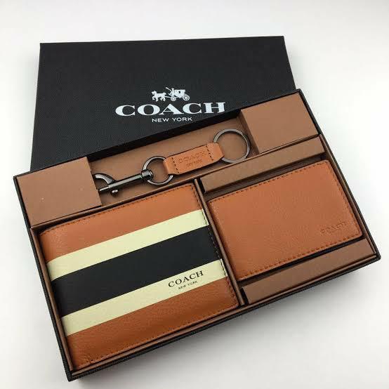 Coach Compact Id Wallet In Varsity Leather