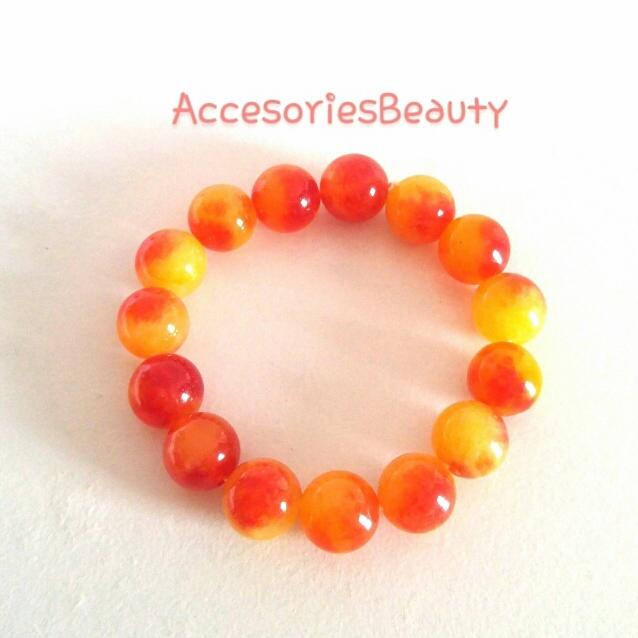 Gelang Giok Aceh Kuning Orange 12mm Natural batu