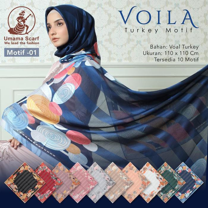 Jilbab Kerudung Wanita Segi Empat Umama Voila Turkey Motif
