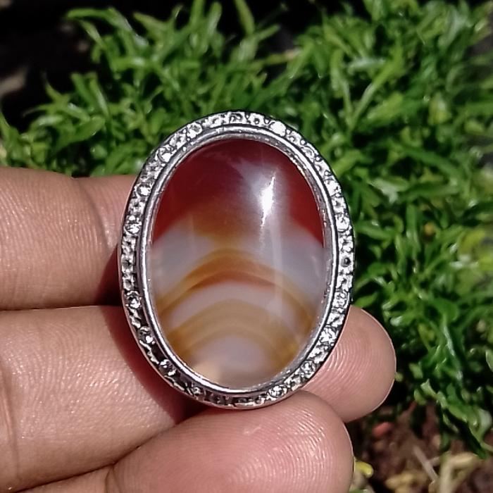 ASLI BATU AKIK SULAIMAN JUNJUNG DERAJAT MERAH PUTIH 2,5cm Ring.11