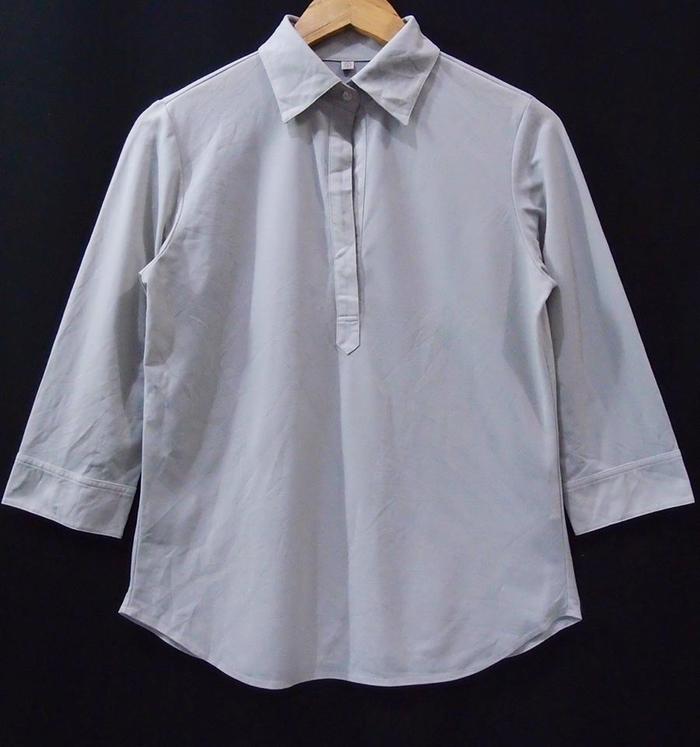 DL387 SIZE L UNIQLO GRAY BAJU BLOUSE PREMIUM BRANDED SECOND PRELOVED