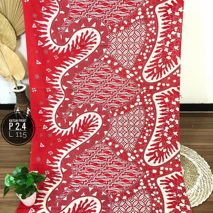 Kain Batik Solo motif duri dasaran merah