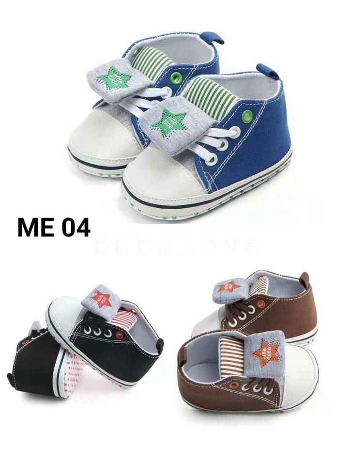 PW21 - prewalker tekuk little dude hitam bintang sepatu anak bayi baby