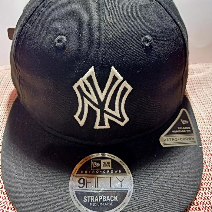 Topi New Era Original Snapback Retro Crown Logo NY Yankees Black M/L (ck)