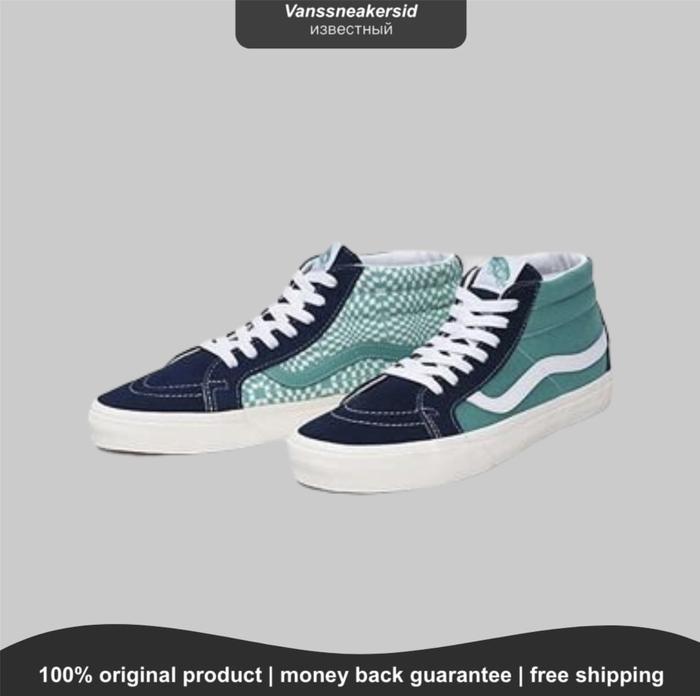VANS SK8 MID REISSUE DRES BLUES / SEA GREEN (SUEDE/WARPED CHECK)