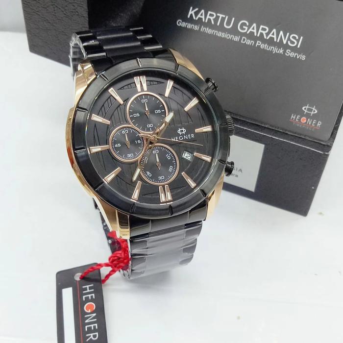 Hegner 5058 Jam Tangan Pria Original Chronograph Rantai Stainless