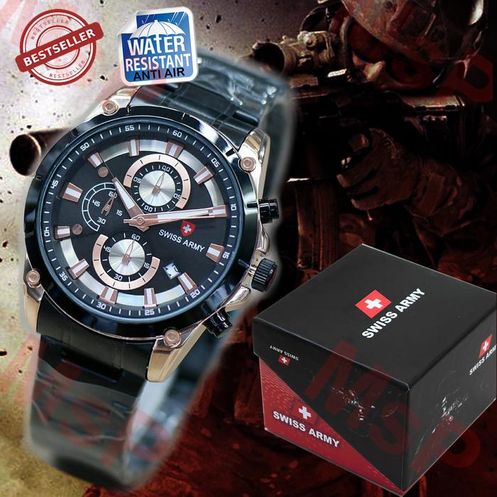 Jam Tangan Swiss Army 8639 (4.6cm) Chrono On Water Resistant Free Box