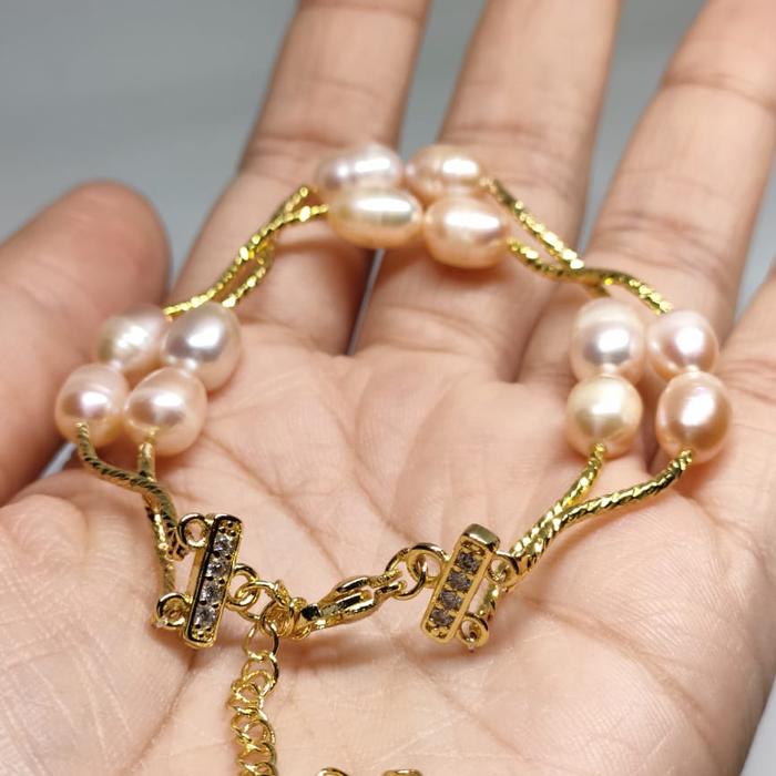 Gelang Mutiara Air tawar peach bambu stanlist