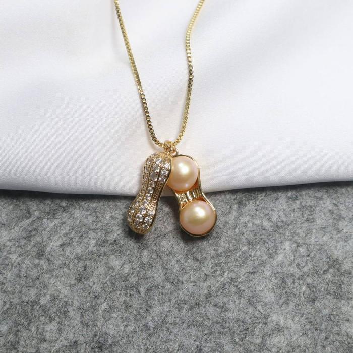 Kalung Kacang Mutiara Air Tawar / Liontin Kacang Mutiara Lombok