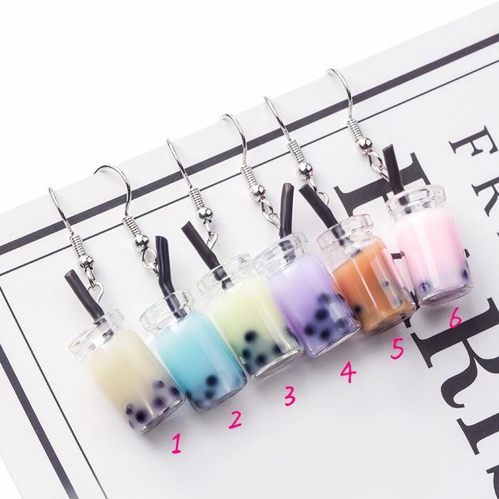 anting tusuk miniatur boba milk tea bubble