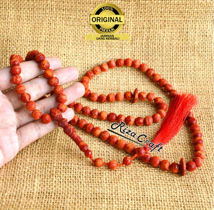Tasbih Batu Akik Marjan Karang Laut Red Coral Merah Asli 99 Butir