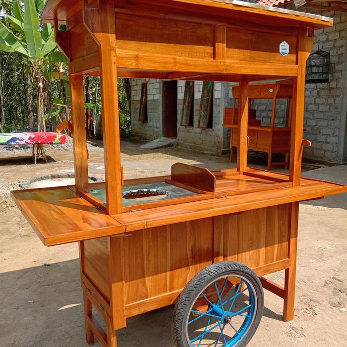 Gerobak Angkringan Mini Sayap Lipat Kayu Jati