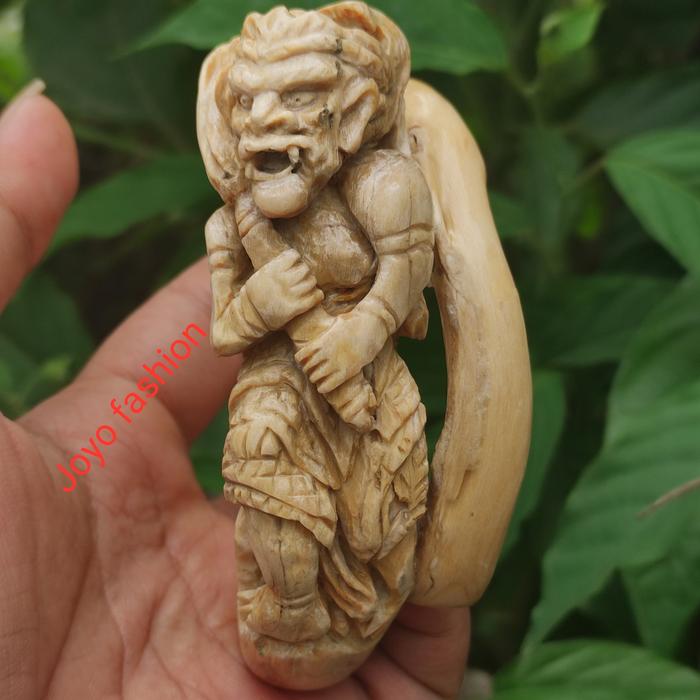 GELANG GADING AKAR BAHAR PUTIH UKIR HANOMAN