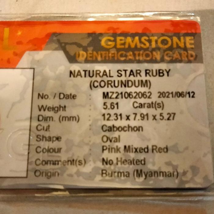 Natural Star Ruby Burma