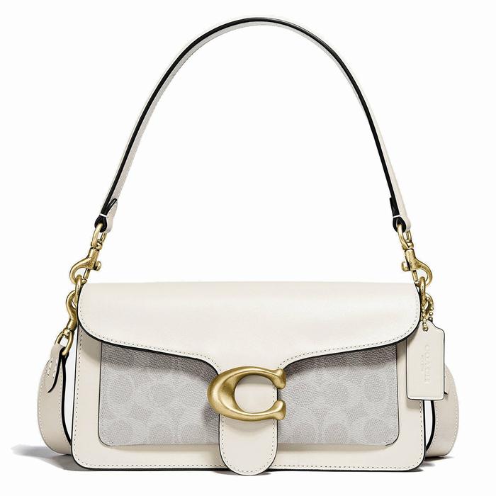 Coach Tabby Shoulder Bag 26 Chalk Signature Canvas White