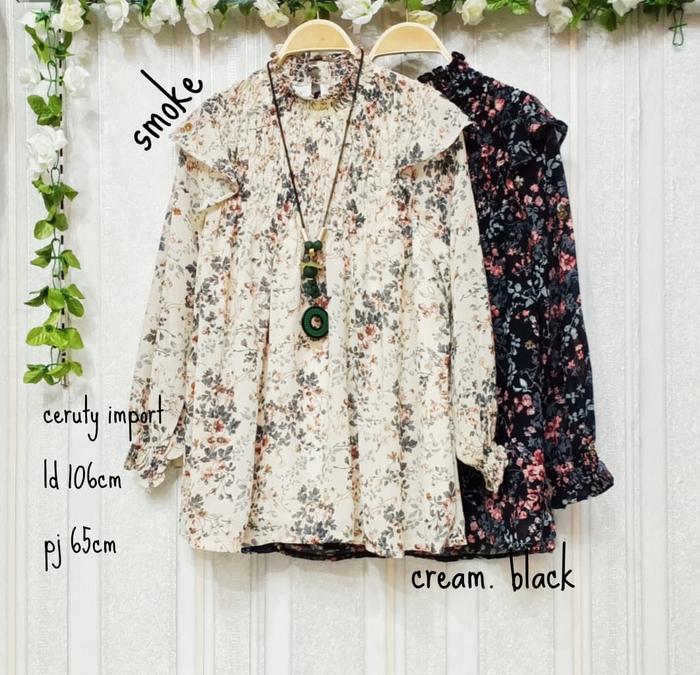 Blus Ceruty Motif Bunga