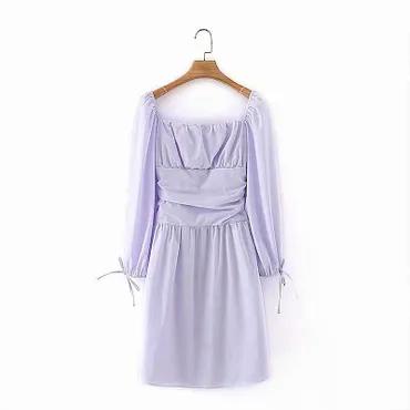 Lilac Dress Vintage Square Neck Ruffle Pastel Ice Cream Series IMPORT