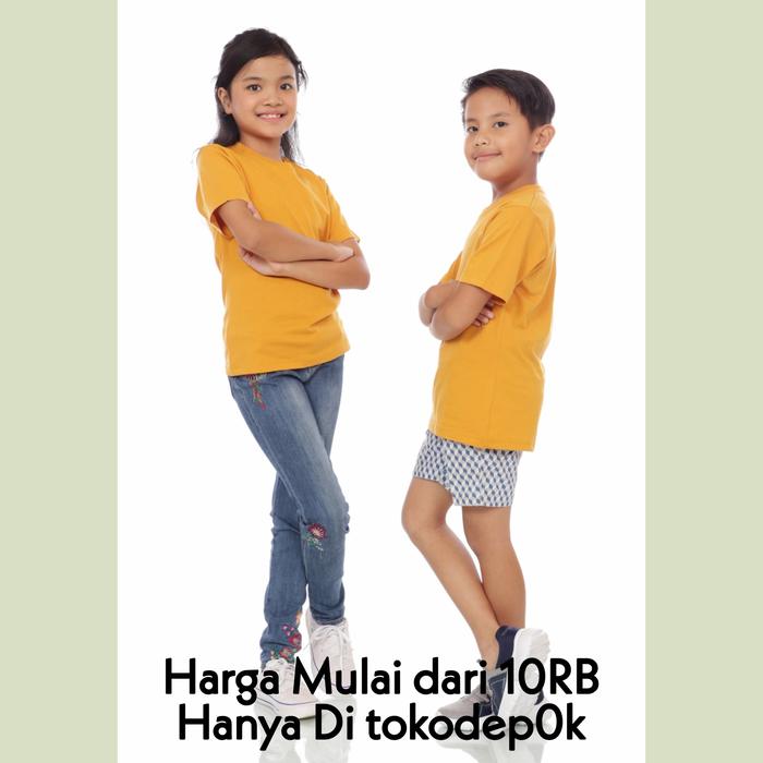 KAOS POLOS ANAK LAKI-LAKI/PEREMPUAN | BAJU POLOS ANAK KUNING MUSTARD