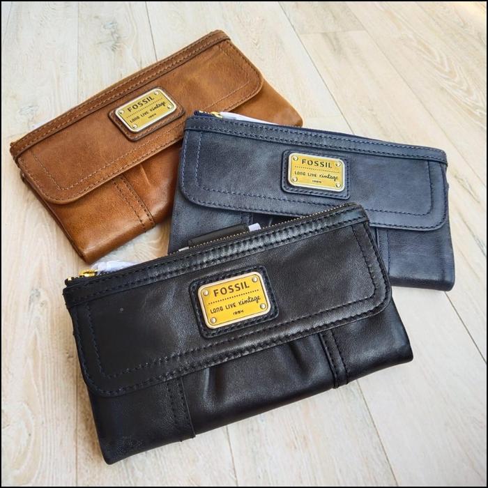 fossil emory wallet tan , navy, black