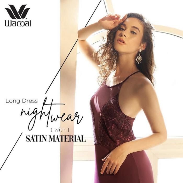 Wacoal Lingerie Night Wear Long Dress IN 4529 Side Shape Floral Lace