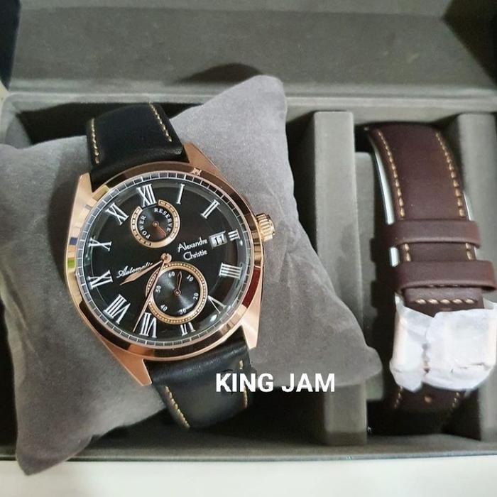 Jam Tangan Pria Alexandre Christie AC 3040 Automatic Black Rosegold