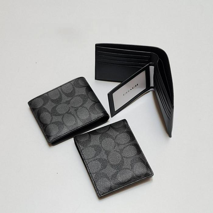 Dompet Pria Original Coach Men Wallet Charcoal Black Signature with Box