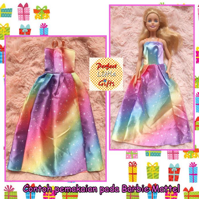 Baju Barbie Dress Rainbow Princess
