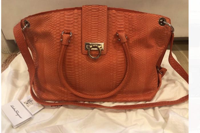 PRELOVED TAS SALVATORE FERRAGAMO TOTE PHYTHON AUTHENTIC ASLI+ ORI DB