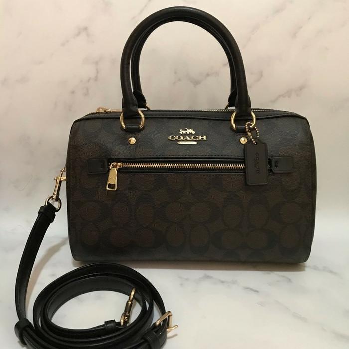tas wanita coach F83607 rowan satchel signature brown black