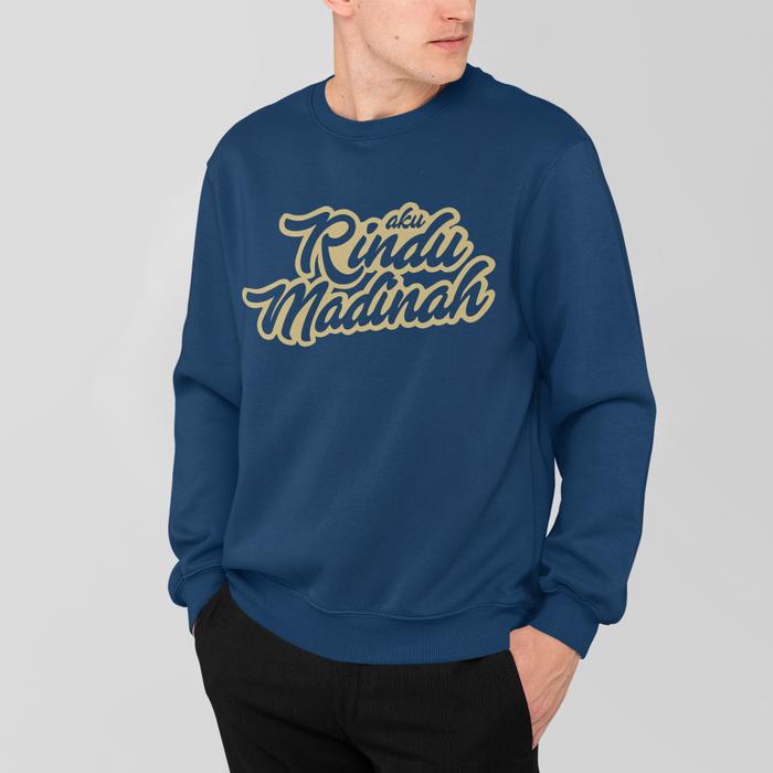 Sweater Crewneck Islami Desain Aku Rindu Madinah