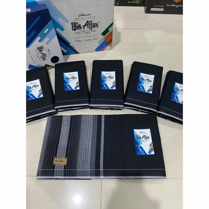 Sarung tenun Bin affan polos hitam Termurah harga grosir