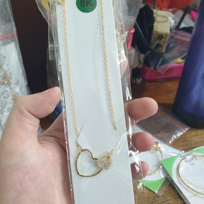 Kalung koye mawar bunga rose emas asli 375 ubs love hati korea murah