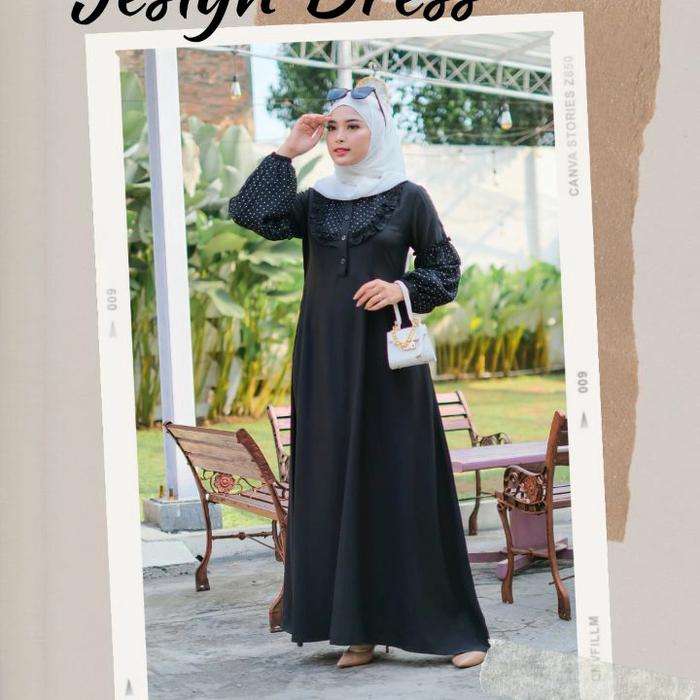 Mailea Jeslyn Dress BLACK MATTE Gamis Only