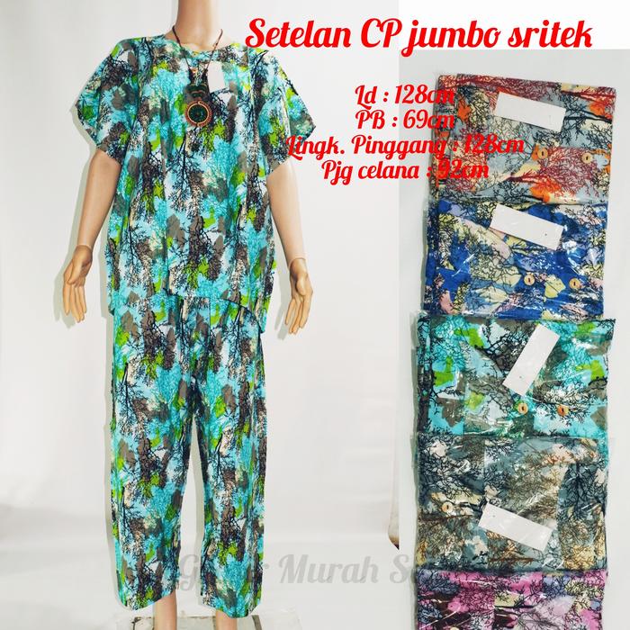 setelan celana panjang jumbo sritek/piyama batik/babydoll jumbo