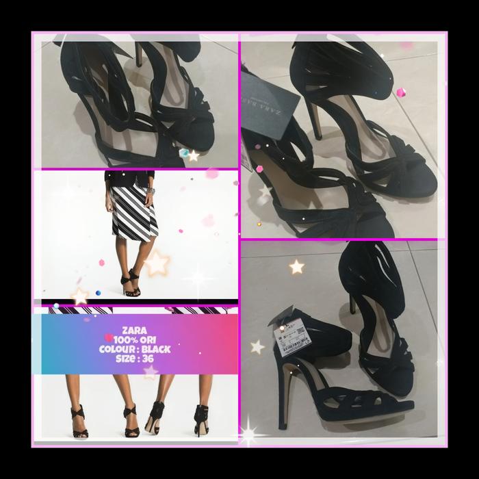 sepatu Zara Original 100% Tag lengkap high heel heels zara pesta hitam