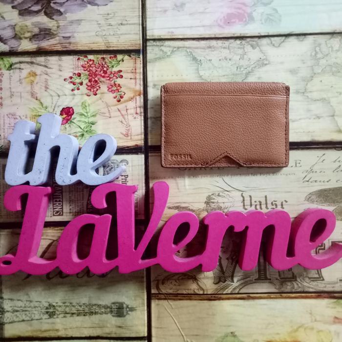 Fossil Card Case Holder brown dompet tempat kartu mini bifold kulit