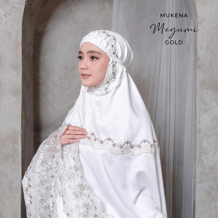Mukena dewasa Megumi velvet mewah sutra sutera satin bordir organza