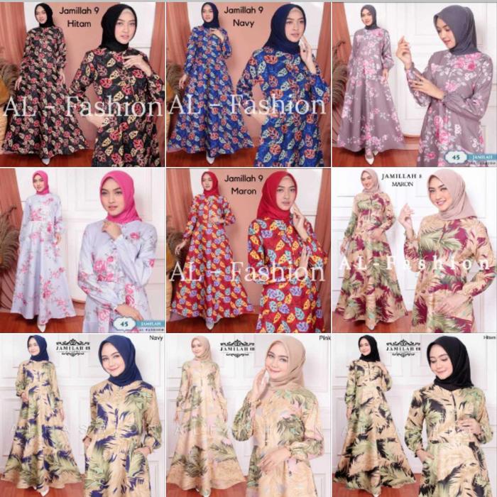 GAMIS WANITA MURAH KEKINIAN MODIS MOTIF-JAMILLAH - 8 - NAVY - L