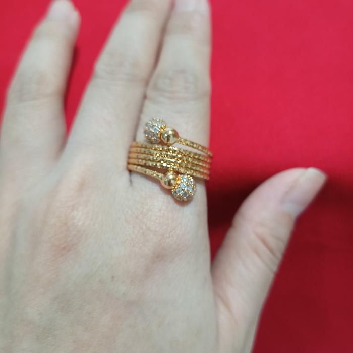 cincin xuping premium lapis emas 18k lilit bola zircon putih JUMBO