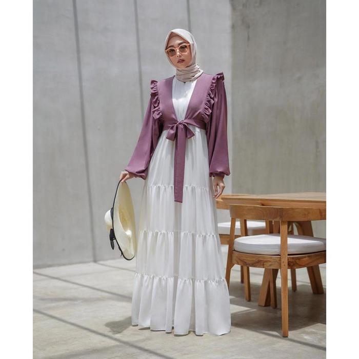 SARI DRESS / GAMIS POLOS / GAMIS SUSUN / GAMIS WANITA / CARDIGAN LILAC