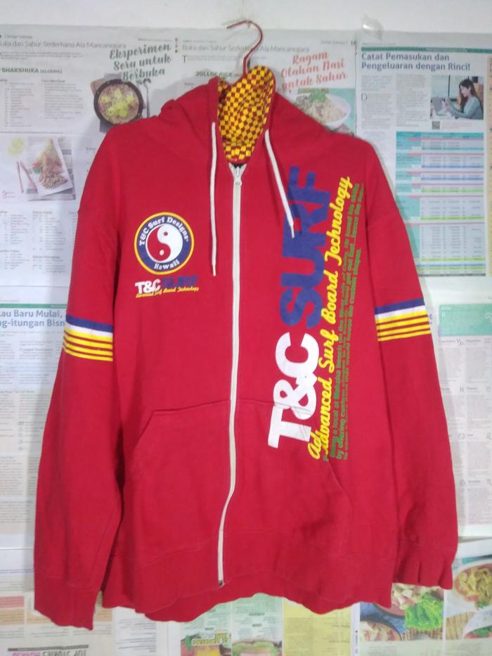 Zip Hoodie T&C Surf " Advanced Surfboard Adventure "Red Original