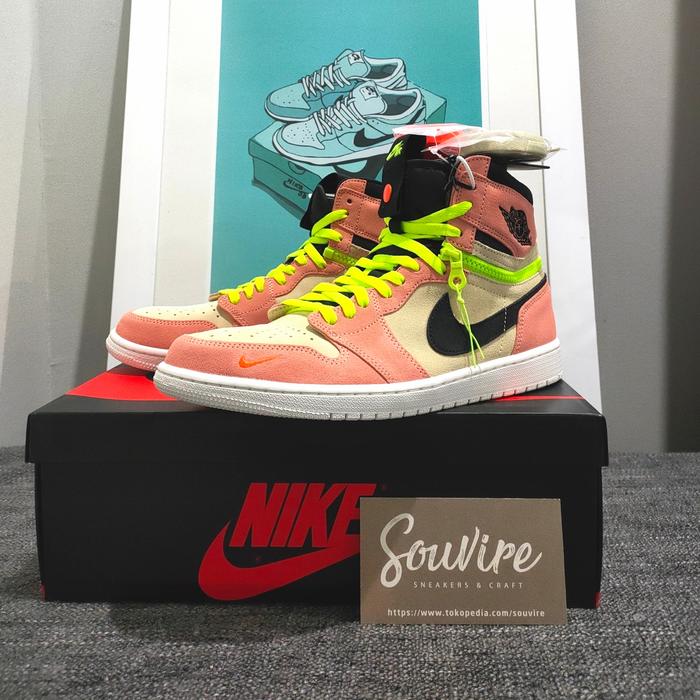 NIKE AIR JORDAN 1 HIGH SWITCH VOLT PINK CREAM SUEDE BNIB 100% ORIGINAL