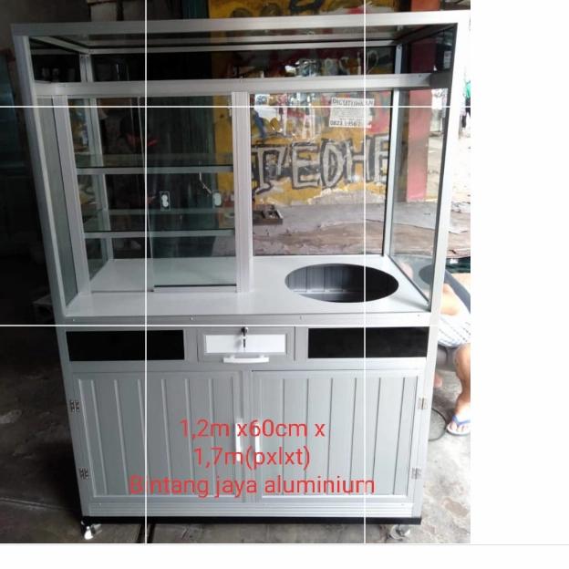gerobak aluminium mie ayam 1,2 m