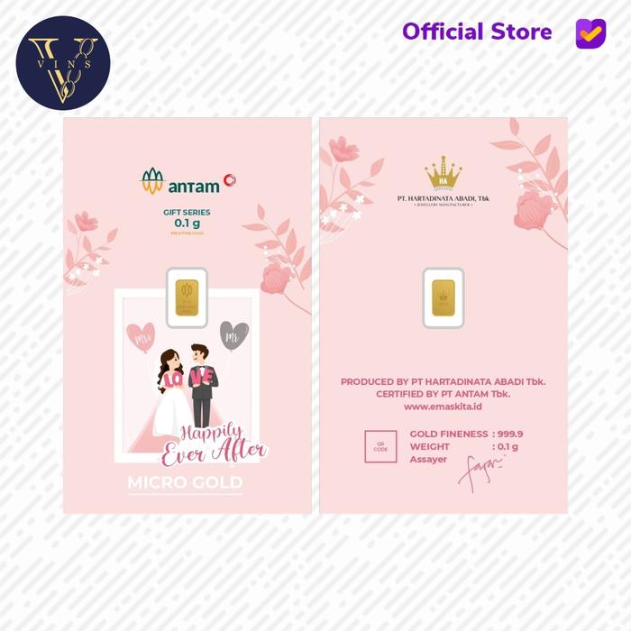 MICRO GOLD ANTAM HARTADINATA ABADI WEDDING LOVE (LM) 0.1 GRAM